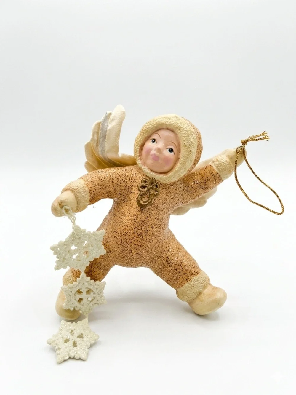 Vintage Kirk Adler KSA Snow Angel Baby Figurine Christmas Ornament Snowflakes